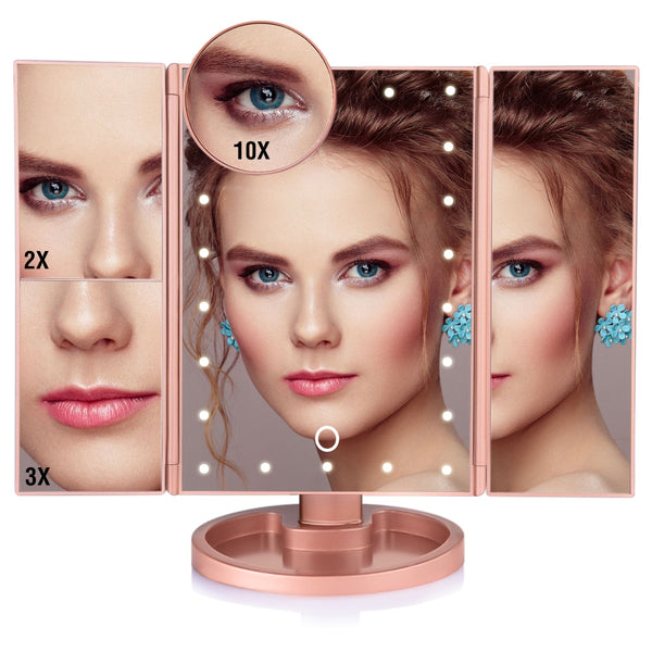 LED Touch Screen 22 Light Makeup Adjustable Mirror