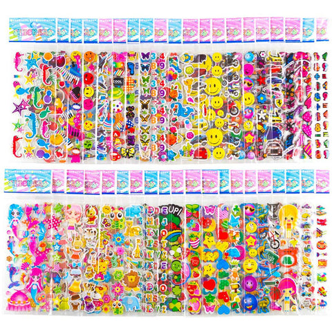 20 Sheets Stickers for Kids Girls Boys Different Bulk Stickers 3D