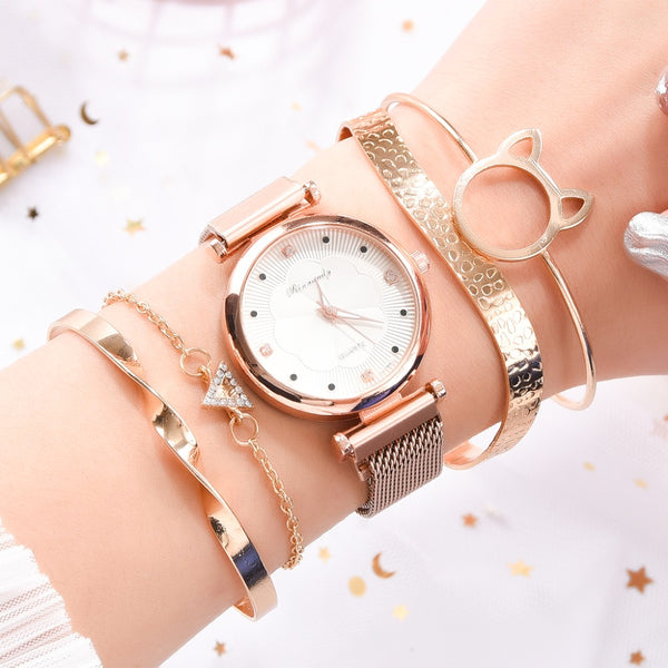 5pcs Set Women Watches