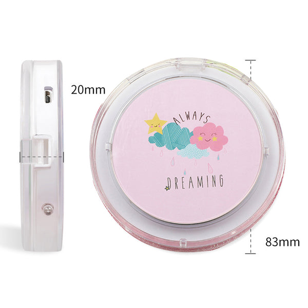 LED Mini Makeup Mirror Hand Held Fold Small Portable