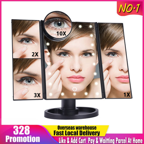 LED Touch Screen 22 Light Makeup Adjustable Mirror