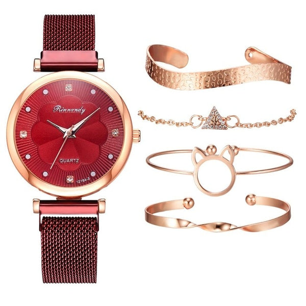 5pcs Set Women Watches