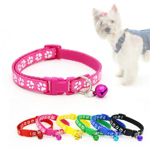 Pets with bells cute little footprints pet collar adjustable necklace